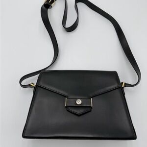 vintage Christian Dior black leather shoulder bag